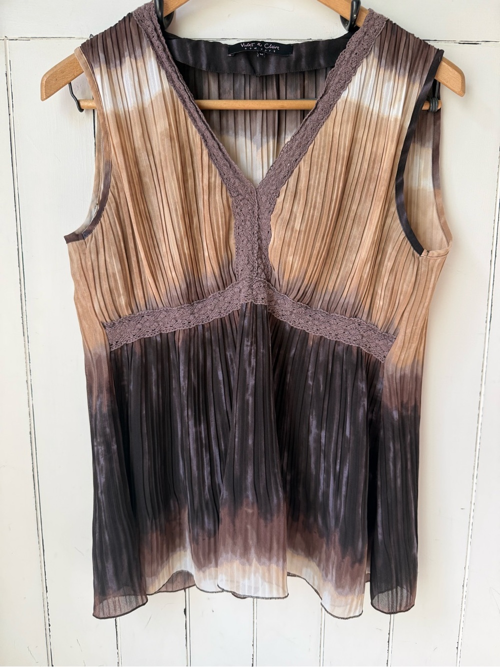 Violet & Claire Vintage Plissé Ombre Empire Waist Top Earthy Boho Whimsigoth
